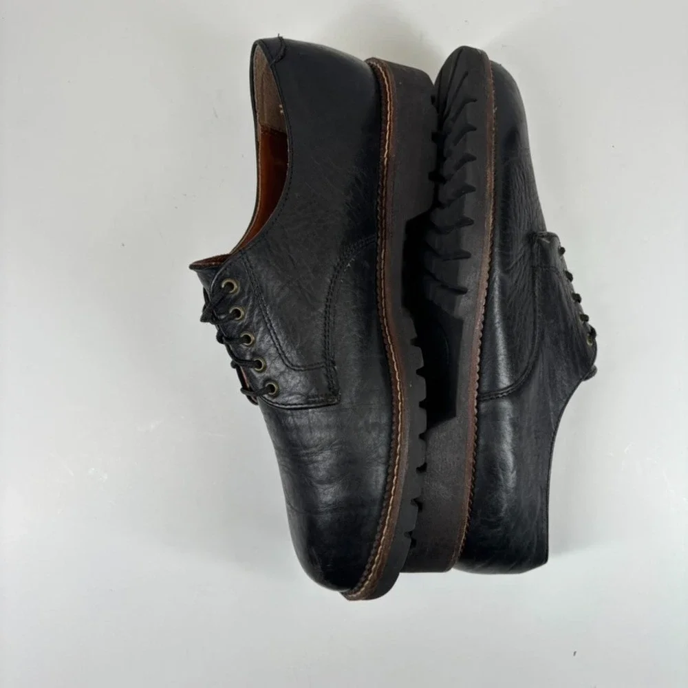 H.S. Trask Gallatin 1002 Men's US 9M Black Bison‎ Leather Plain-Toe Derby Shoes